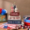 4 Pcs 4th of July Table Decorations Reversible Memorial Day Table Centerpiece Red White and Blue Patriotic Fireworks Block Sign with String for Independence Day Tiered Tray Decor(Firework)